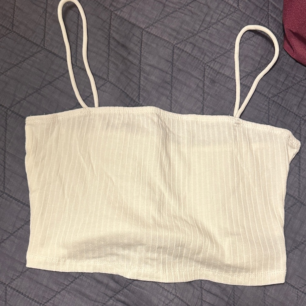 SHEIN White Striped Crop Top